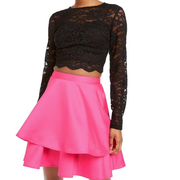 City Studio Juniors 2PC Mini Crop Top and Skirt - Picture 1 of 6